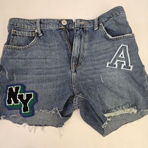 Women Juniors No Boundaries Jean Shorts Sz 11 Cut Off Denim Varsity Casual P0273